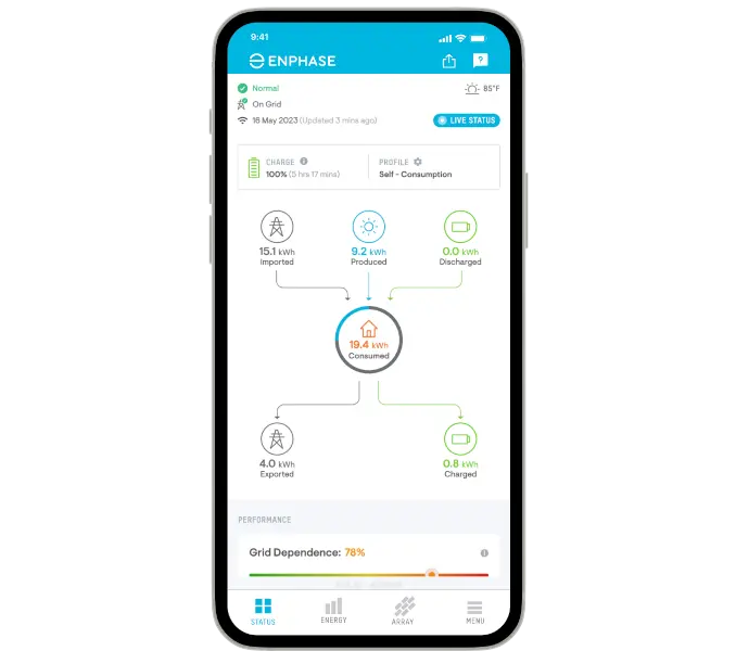 Enphase Enlighten monitoring app